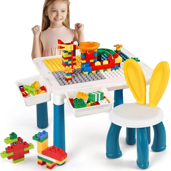 Kids Building Blocks Table With Chair – Multi...